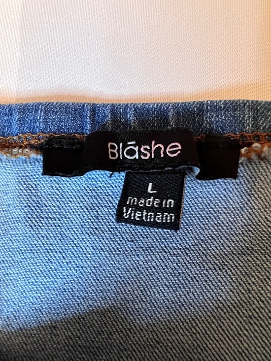 Strapless High-Rise Denim Jumpsuit in Blue - Picture 5 of 16